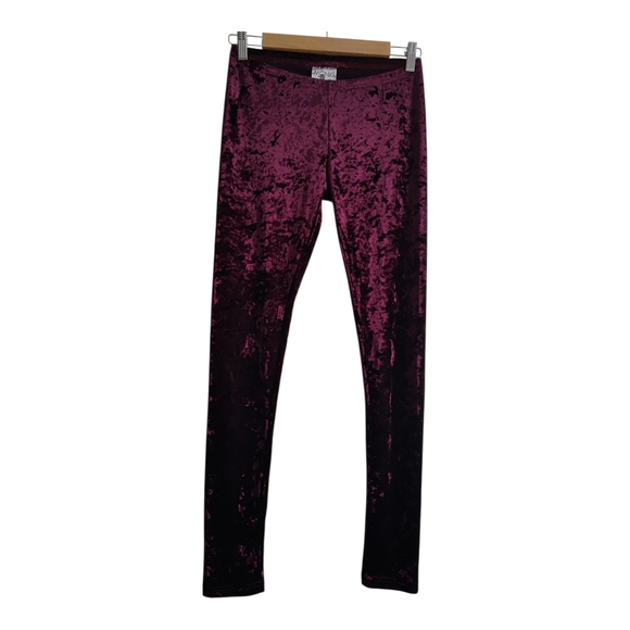 Monki Velvet Leggings - Deep Purple - Picture 1 of 4